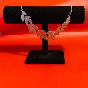 Silver leaf collar statement necklace costume jewelry fall boho accessories